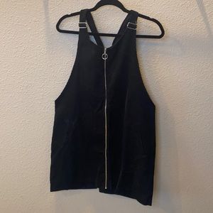 Black corduroy from zipper dress